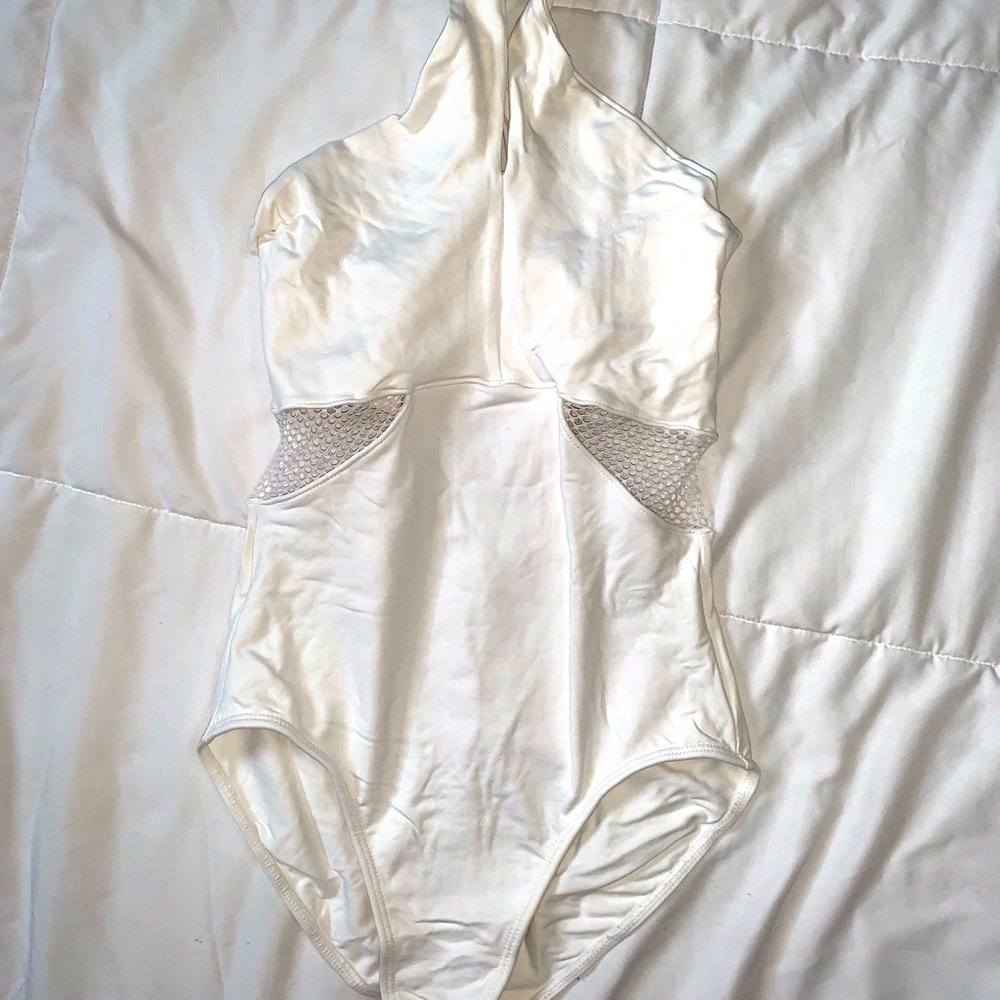 White mesh leotard